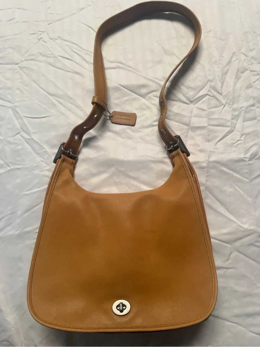 Coach Caramel Leather Shoulder Bag with Turnlock
